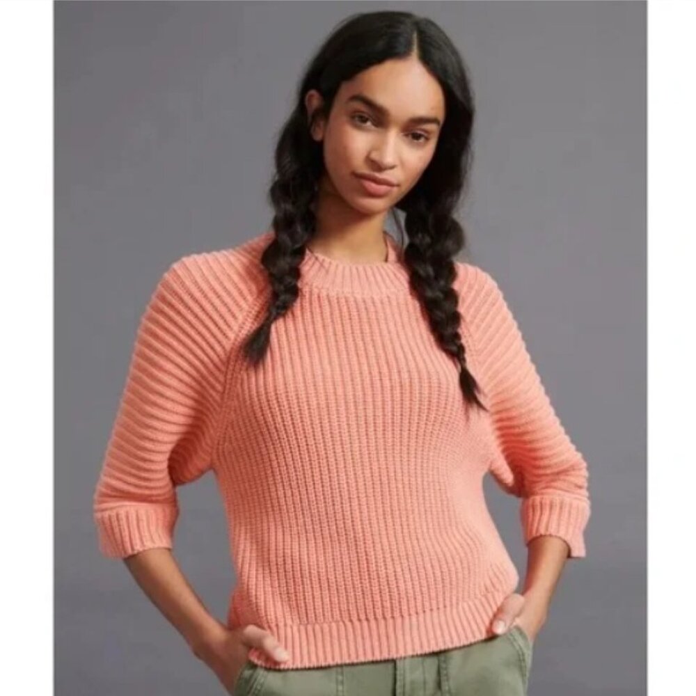 Anthropologie MAEVE Mackenzie Coral Chunky Knit Sweater Size XS